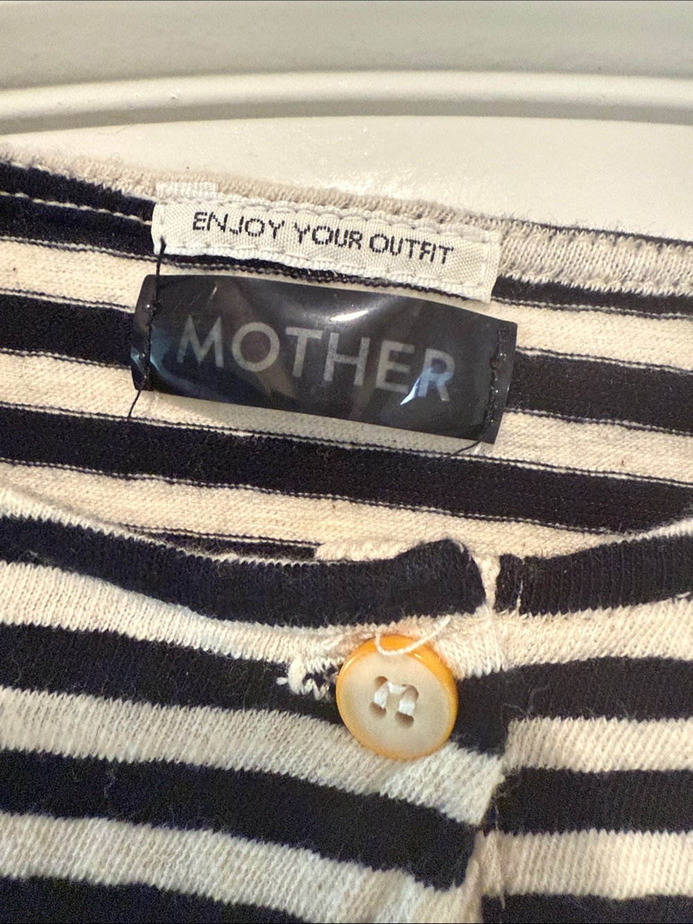 MOTHER The Fair and Square Tee Black White Stripe - Picture 3 of 8